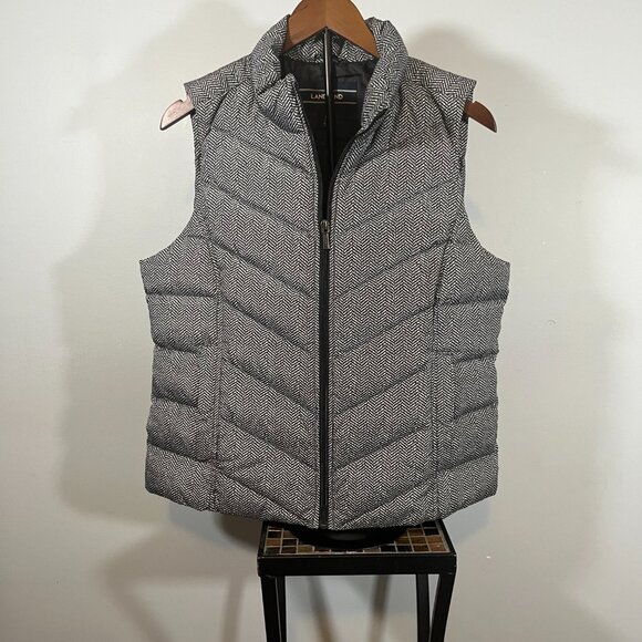 Lands' End Women’s Black & White Quilted Puffer Vest | Size Medium - Picture 2 of 4